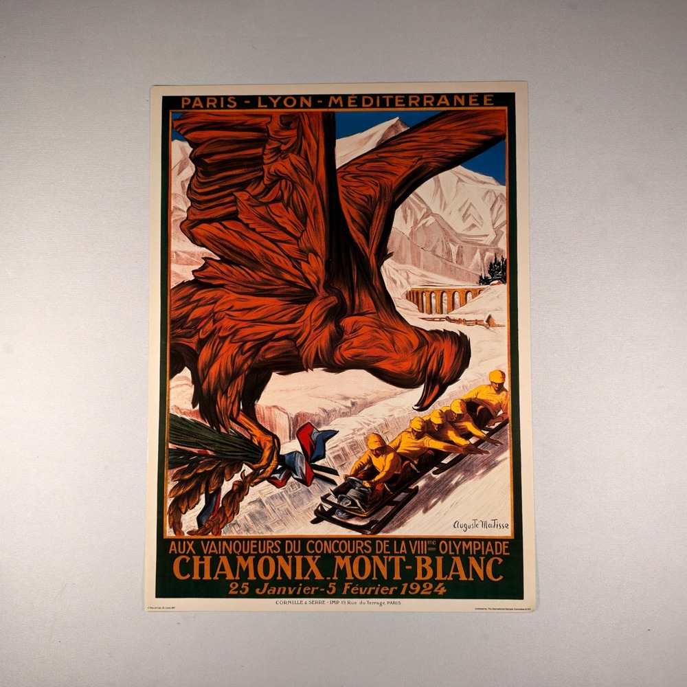 1924 Chamonix Winter Olympics Poster Auguste Matisse VIII Olympiade 13x18 Print